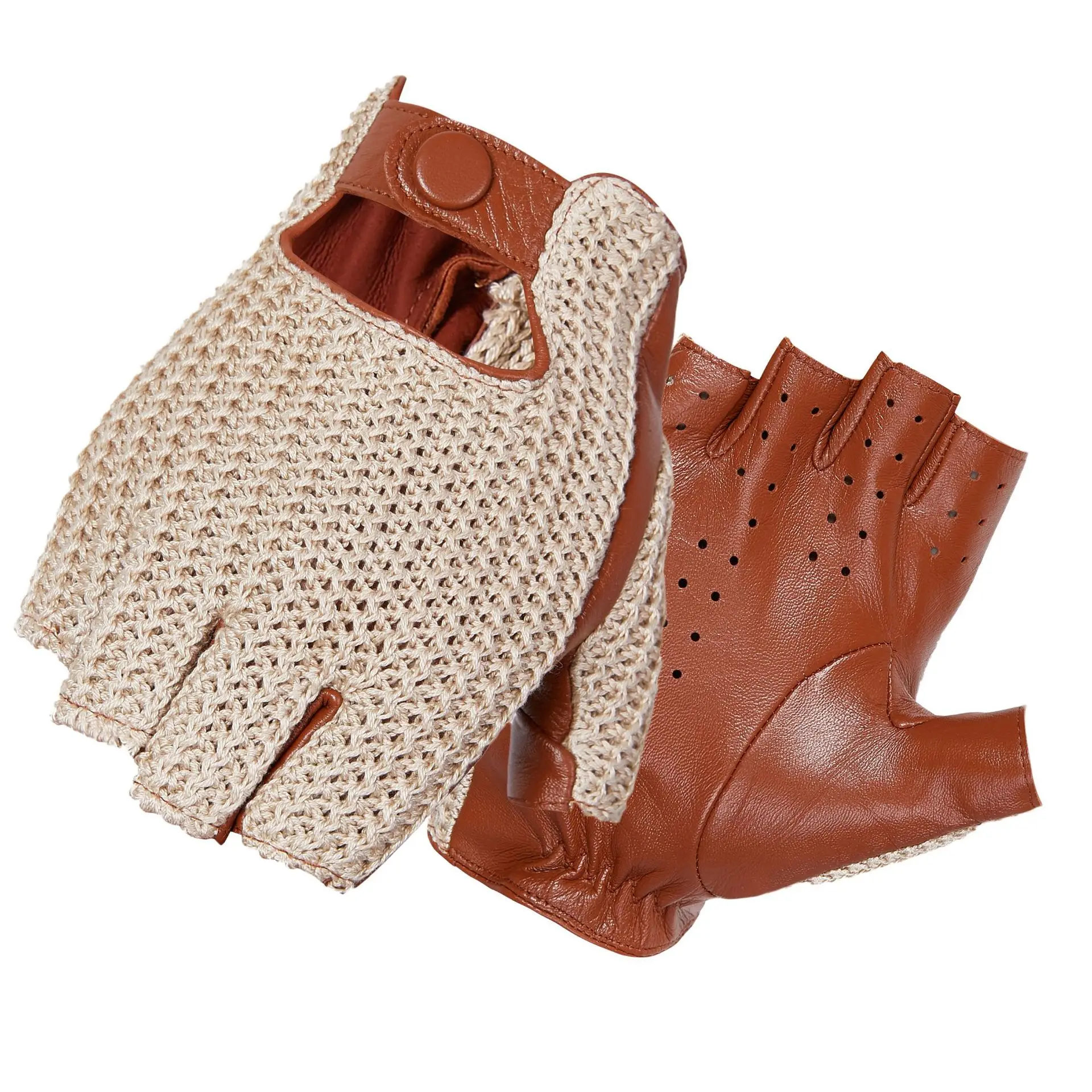 Leather Driving Glove - Guanti corti da uomo in vera