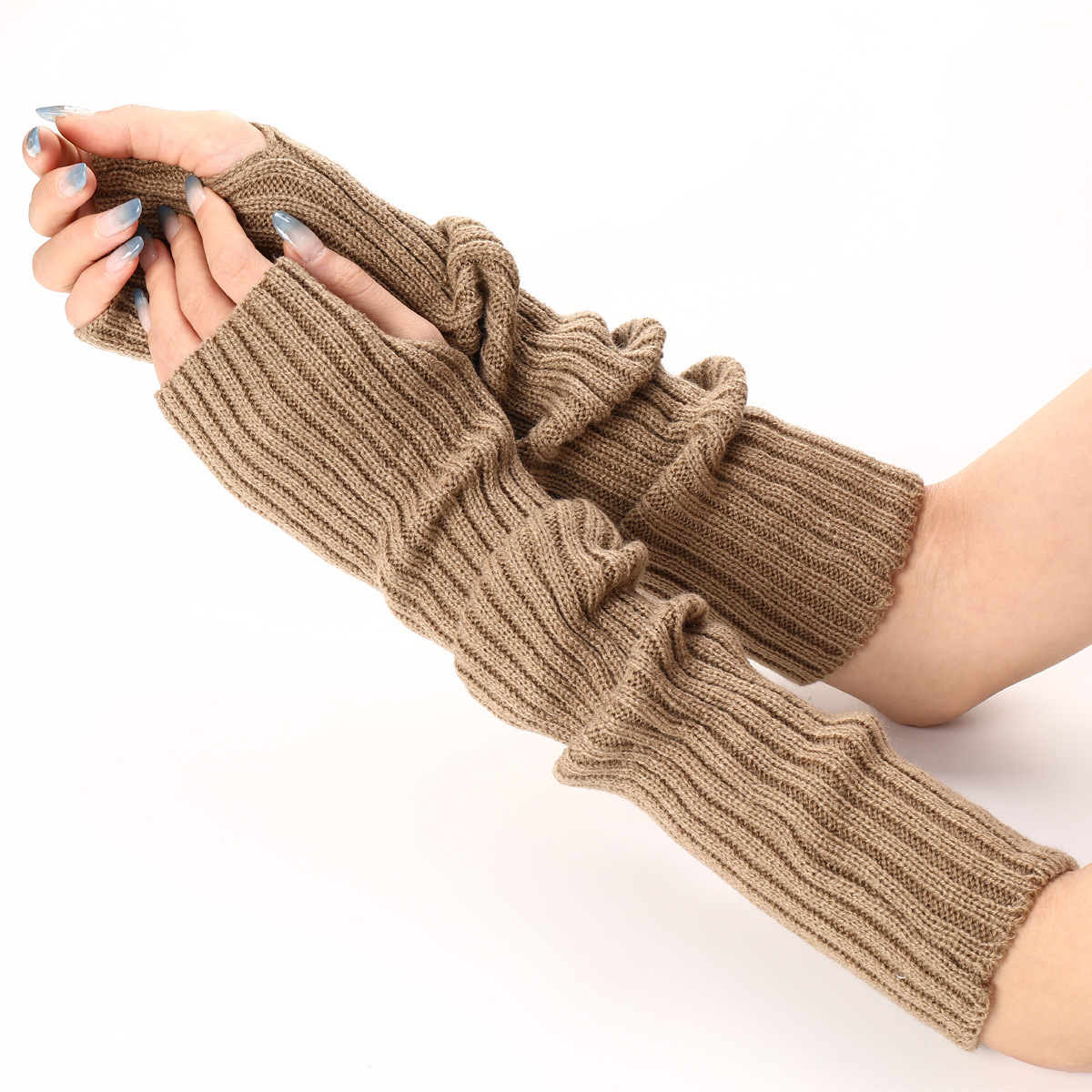 Fingerless Glove Knit - Scaldabraccia lunghi in maglia a coste